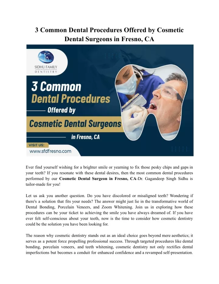 3 common dental procedures offered by cosmetic