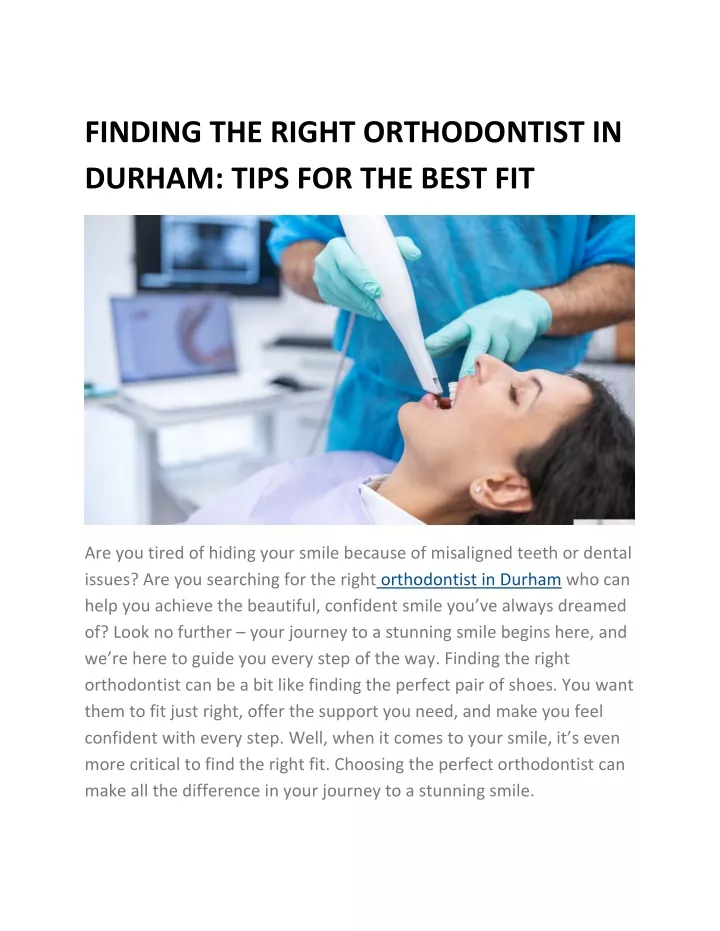 finding the right orthodontist in durham tips