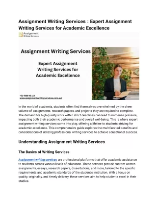 Expert Assignment Writing Services for Academic Excellence
