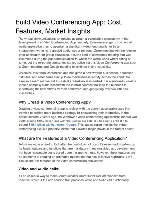 Build Video Conferencing App_ Cost, Features, Market Insights