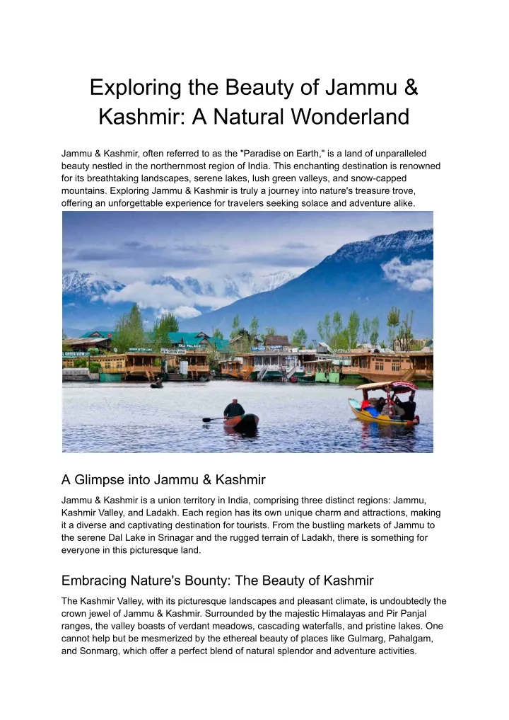 exploring the beauty of jammu kashmir a natural