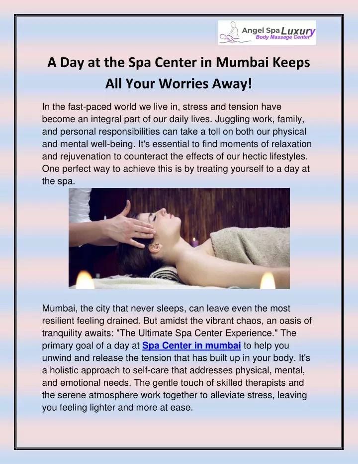 a day at the spa center in mumbai keeps all your