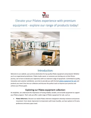 Elevate your Pilates experience with premium equipment