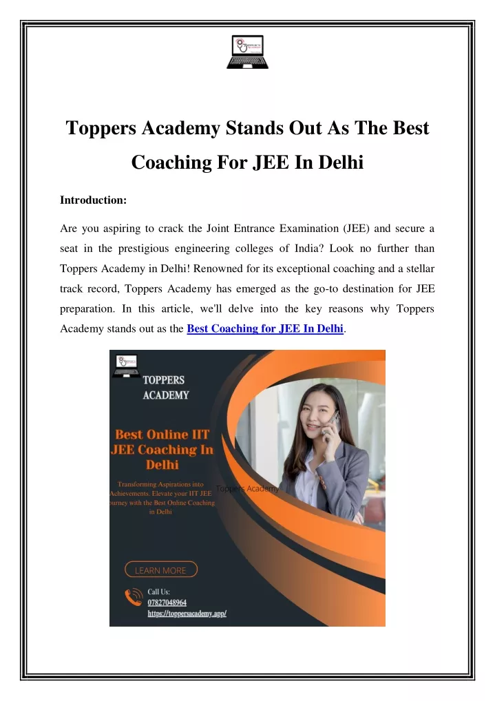 toppers academy stands out as the best