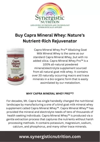 Buy Capra Mineral Whey Nature's Nutrient-Rich Rejuvenator