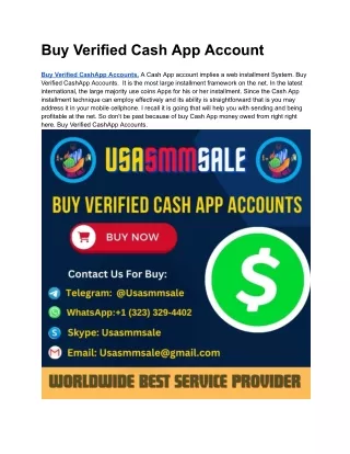 Usasmmsale Buy Verified Cash App Accounts 2