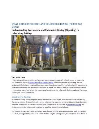 WHAT DOES GRAVIMETRIC AND VOLUMETRIC DOSING