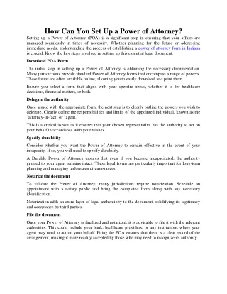 how can you set up a power of attorney setting