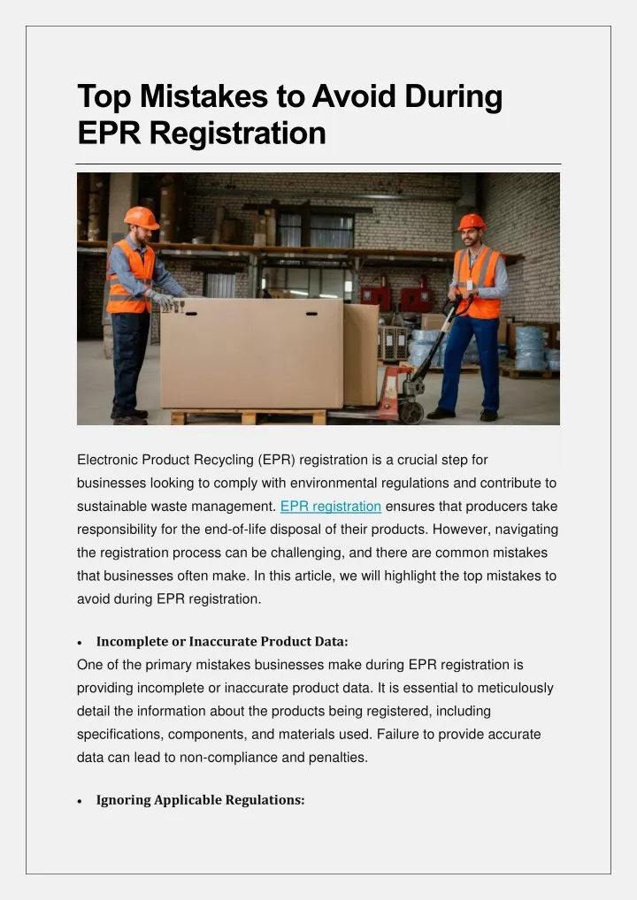 top mistakes to avoid during epr registration