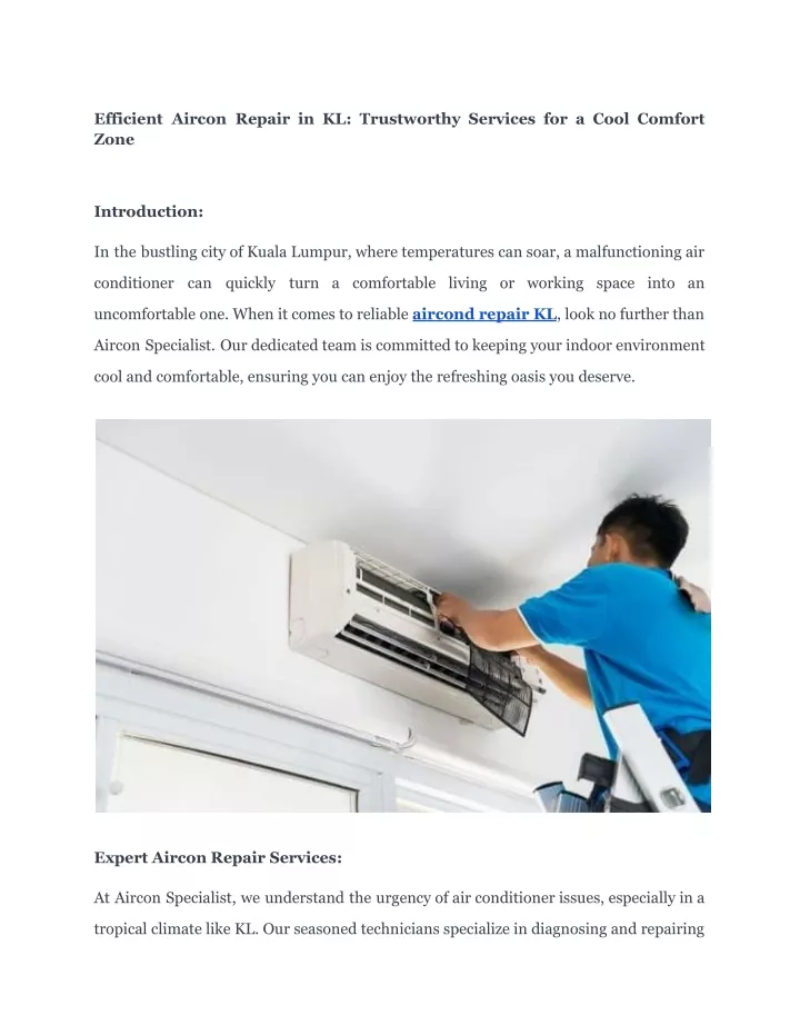 efficient aircon repair in kl trustworthy