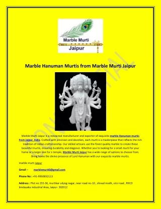 Marble Hanuman Murtis from Marble Murti Jaipur