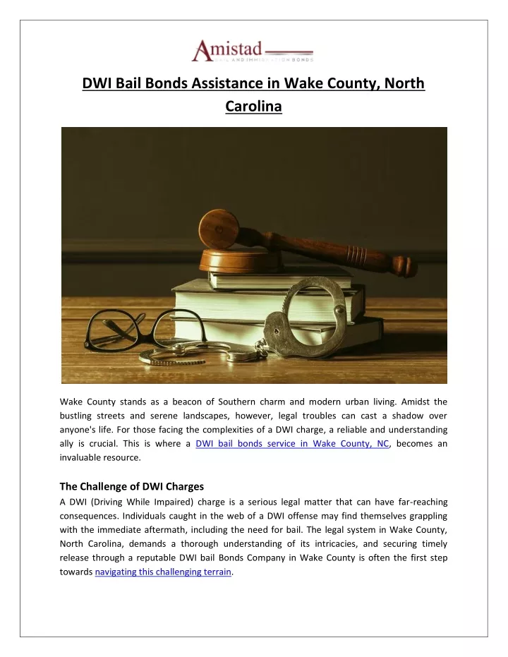 dwi bail bonds assistance in wake county north