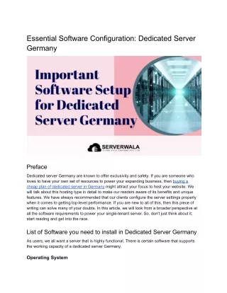 essential software configuration dedicated server