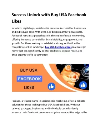 Success Unlock with Buy USA Facebook Likes