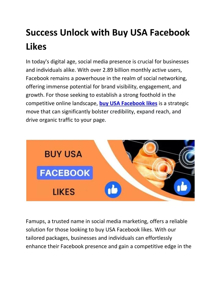 success unlock with buy usa facebook likes