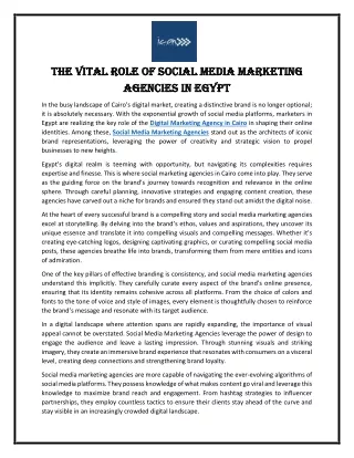 The Vital Role of Social Media Marketing Agencies in Egypt