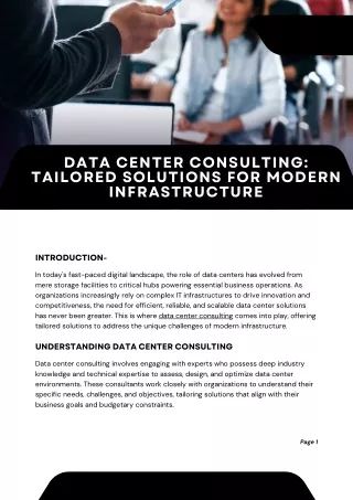 Data Center Consulting Tailored Solutions for Modern Infrastructure