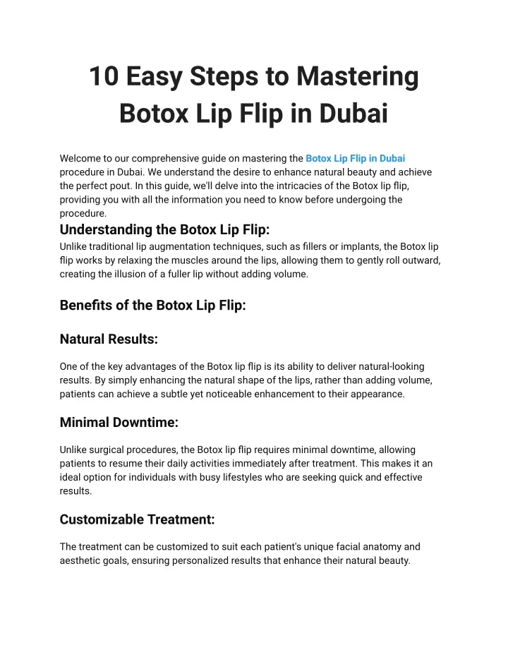 10 easy steps to mastering botox lip flip in dubai