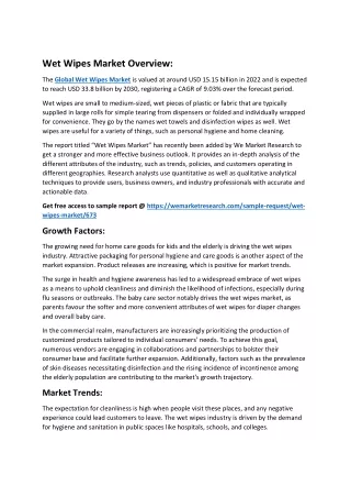 wet wipes market overview