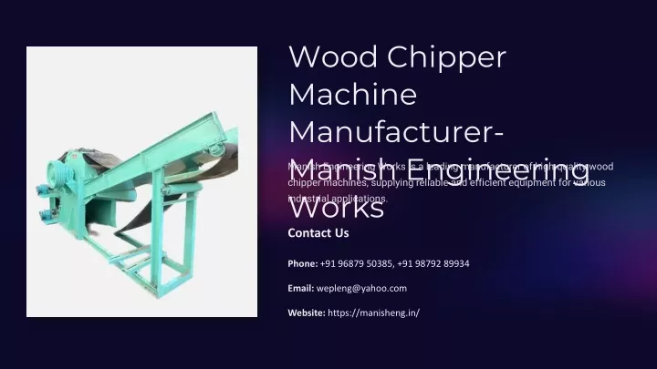 wood chipper machine manufacturer manish