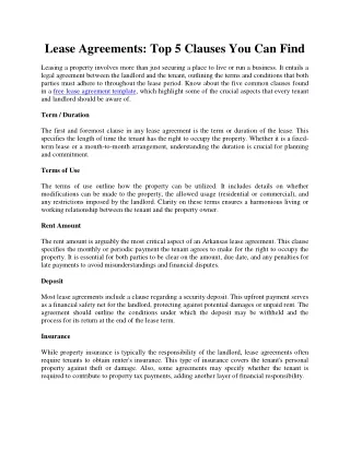lease agreements top 5 clauses you can find