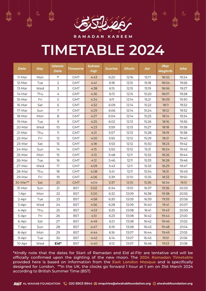 timetable 2024