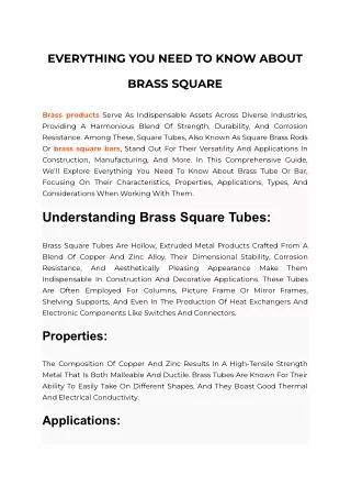 EVERYTHING YOU NEED TO KNOW ABOUT BRASS SQUARE