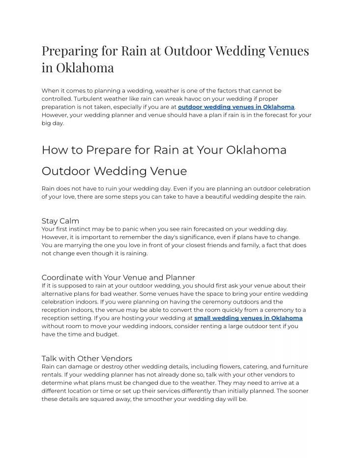 preparing for rain at outdoor wedding venues