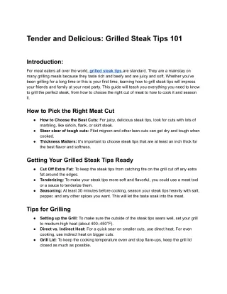 tender and delicious grilled steak tips 101