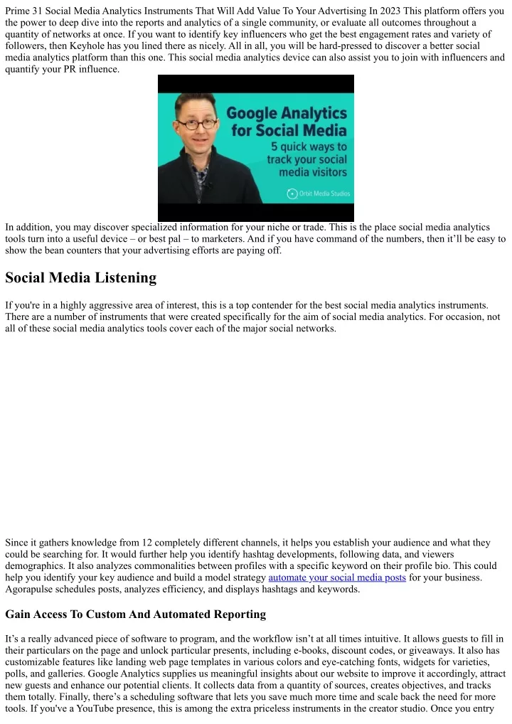 prime 31 social media analytics instruments that