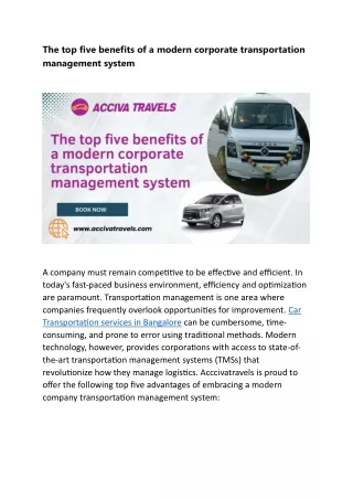 The top five benefits of a modern corporate transportation management system