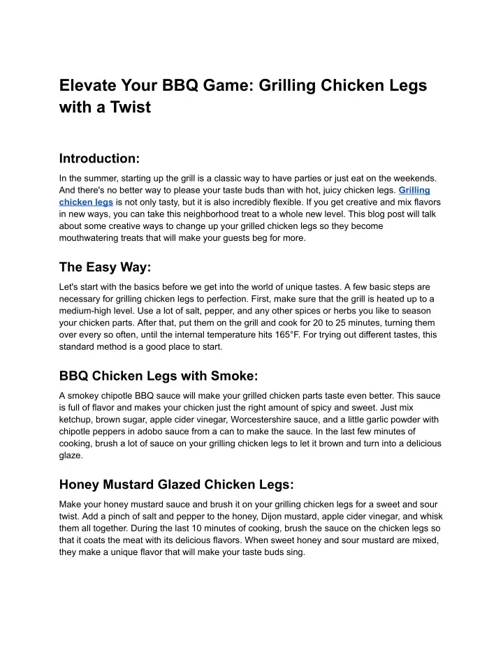 elevate your bbq game grilling chicken legs with