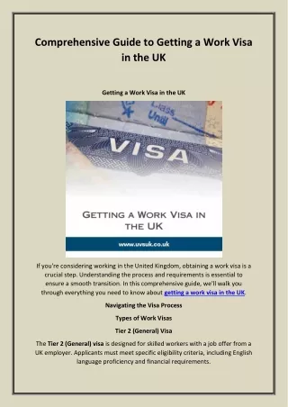 Comprehensive Guide to Getting a Work Visa in the UK