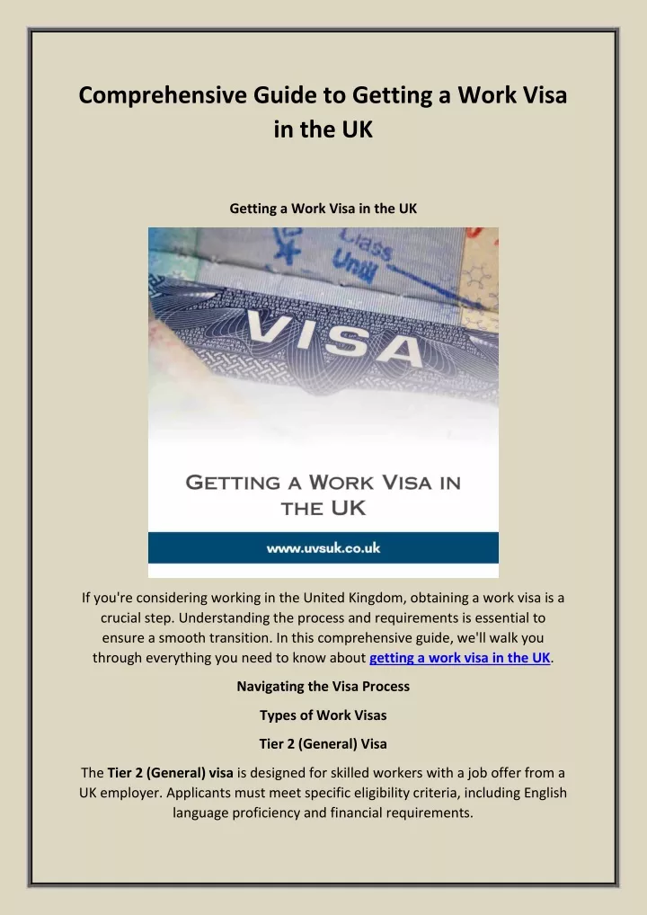 comprehensive guide to getting a work visa