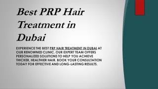 Best PRP Hair Treatment in Dubai