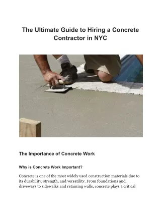 The Ultimate Guide to Hiring a Concrete Contractor in NYC