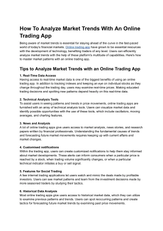 How To Analyze Market Trends With An Online Trading App