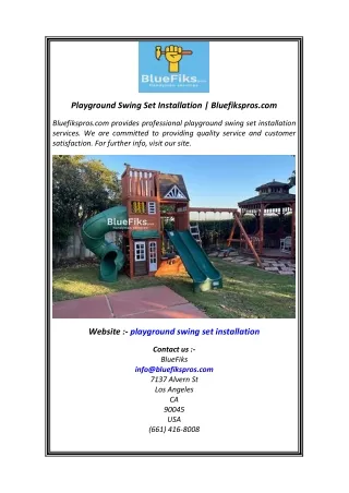 playground swing set installation bluefikspros com