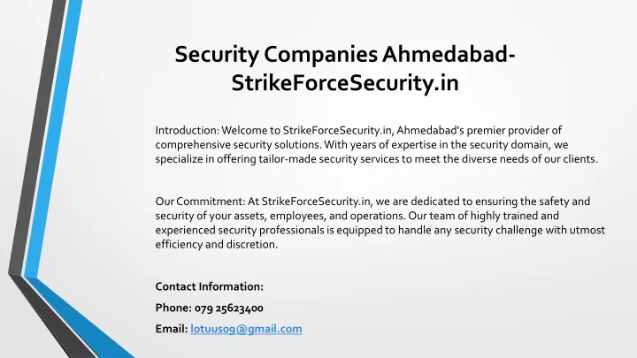 security companies ahmedabad strikeforcesecurity in