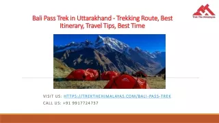 Bali Pass Trek in Uttarakhand - Trekking Route