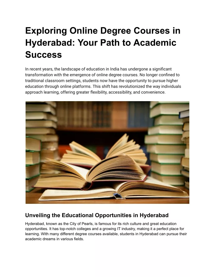 exploring online degree courses in hyderabad your