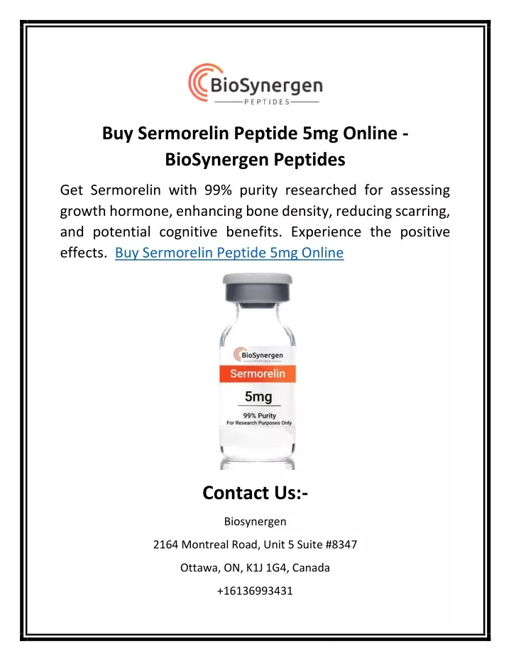 buy sermorelin peptide 5mg online biosynergen
