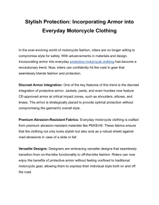 Stylish Protection_ Incorporating Armor into Everyday Motorcycle Clothing