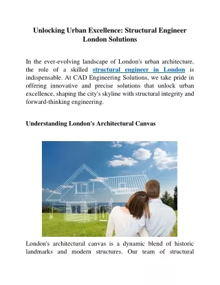 Unlocking Urban Excellence Structural Engineer London Solutions