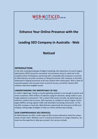 SEO Company in Australia _ Web Noticed