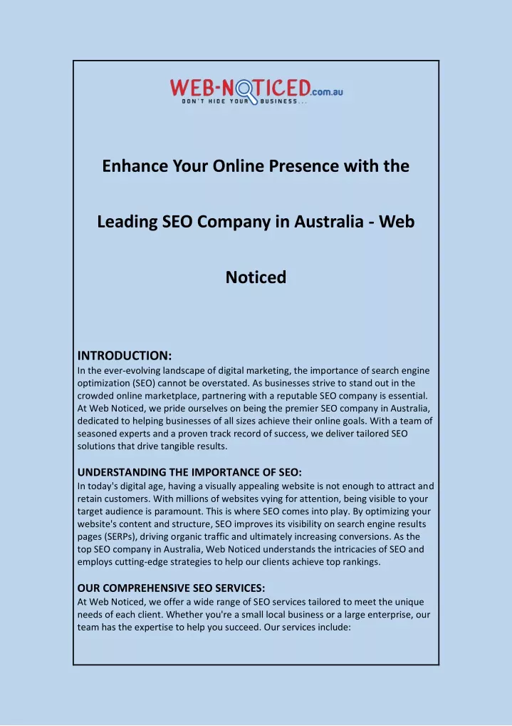 enhance your online presence with the