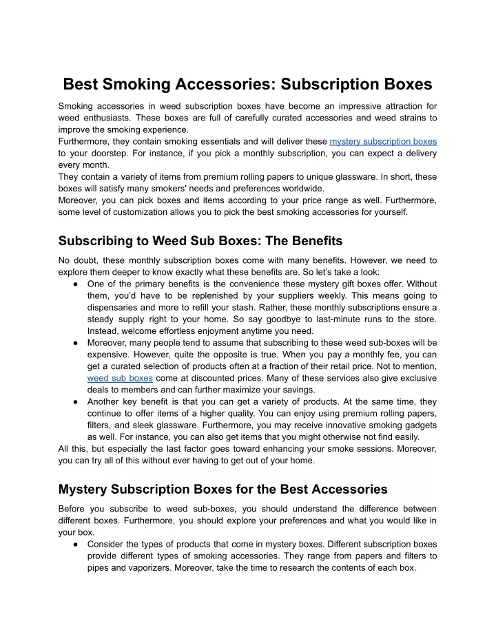 best smoking accessories subscription boxes