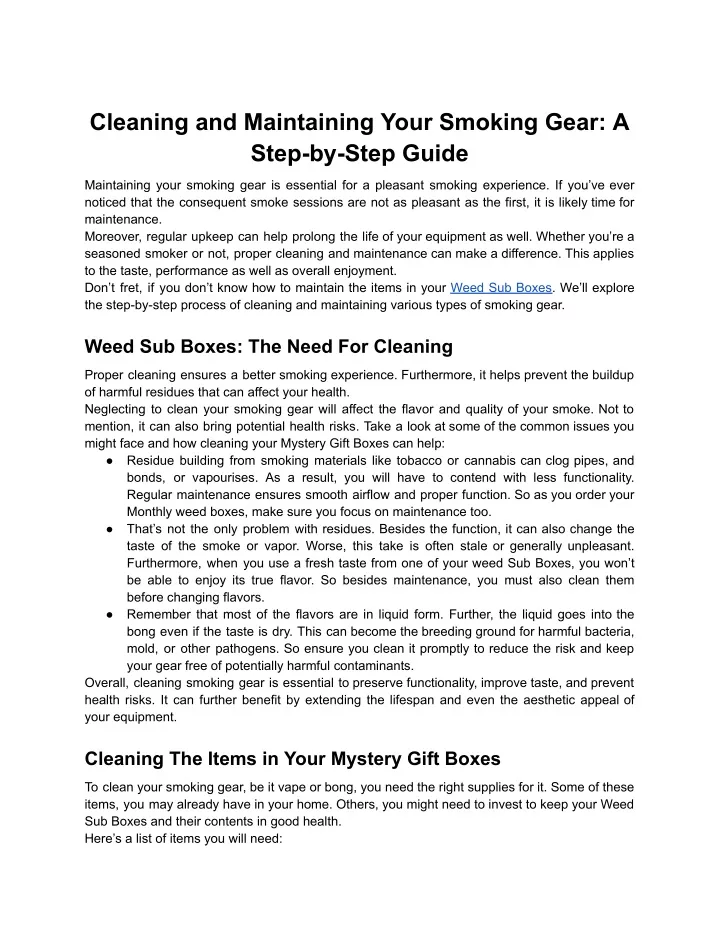 cleaning and maintaining your smoking gear a step