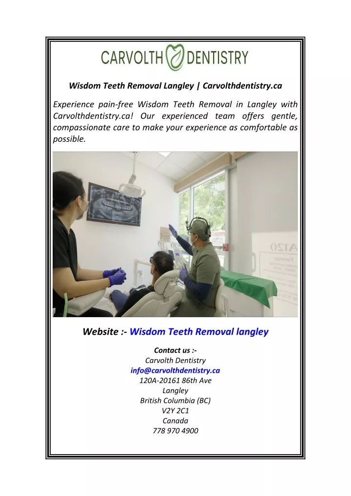 wisdom teeth removal langley carvolthdentistry ca