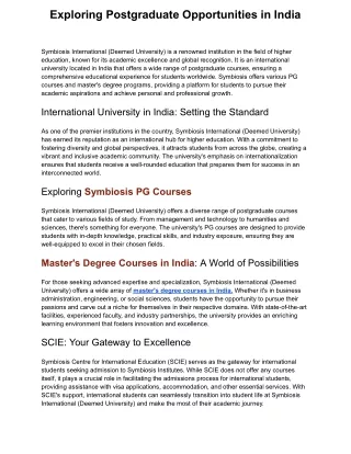 Exploring Postgraduate Opportunities in India